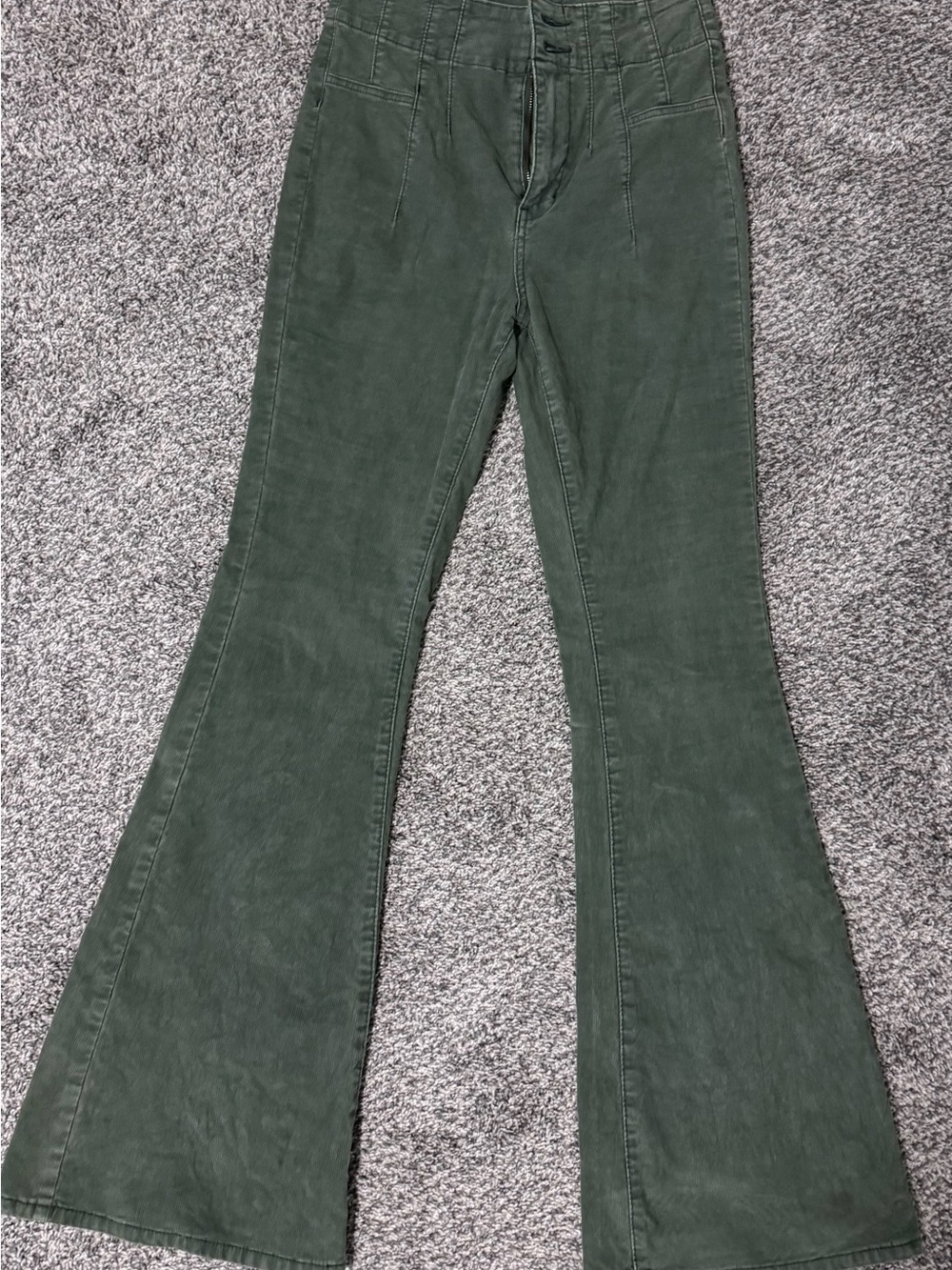 Free People Forest Green High-Rise Flare Jeans